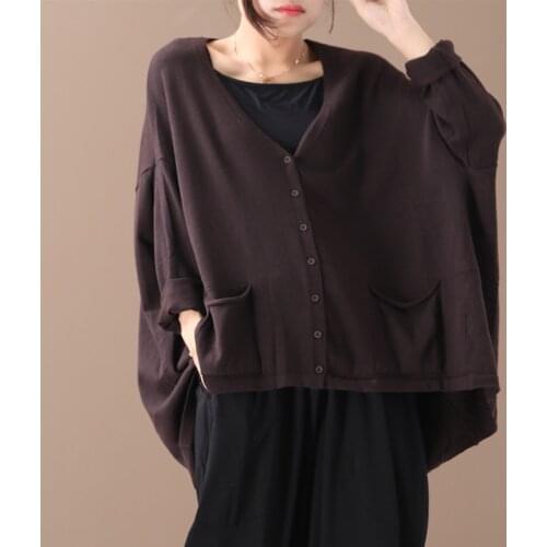 2020 female new spring Korean style plus size literary V-neck solid color wild casual loose sweatershirt
