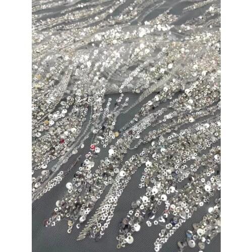 5yarda/pc) Beads and sequins embroidered African tulle lace high quality French net lace fabric for wedding party dress FZX121