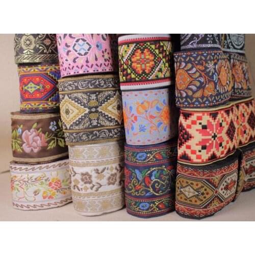 50Yards/Pcs 3~7cm Wide Lace Woven Ribbon Woven Bag Accessories DIY Accessories National Wind Lace