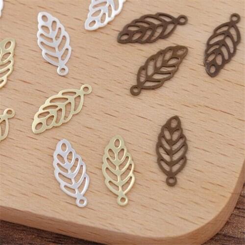 SIXTY TOWFISH 100 Pieces DIY Jewelry Accessories 6*13mm Handmade Materials Charms Brass Flower Filigree Flower Slice