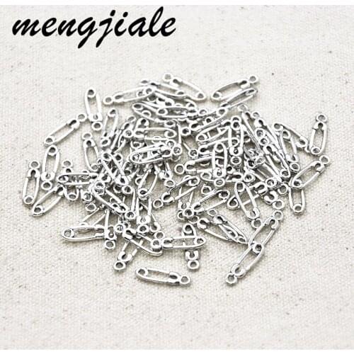65pcs Wholesale Metal Alloy Mini safety pin Charms For Making DIY Handmade Jewelry Findings