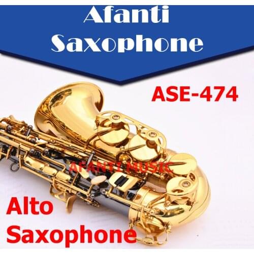 Afanti Music Eb Brass body Black Nickel Gold Alto Saxophone (ASE-474)