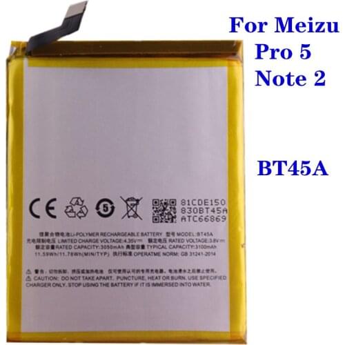 High Quality 3100mAh BT45A Battery For Meizu Pro 5 Meilan Note 2 Smartphone Replacement Batteries