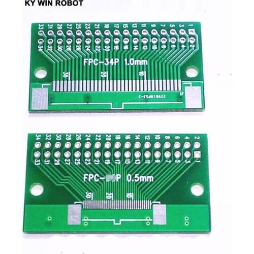Free Shipping 5 PCS/LOT Double Side 0.5mm 1mm FFC FPC 34P 34 Pin to 2.54mm DIP Moudle PCB Board Adapter Socket Plate