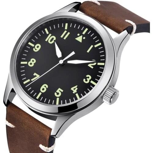 MIYOTA Automatic Movement Mens Wrist Watch Super Luminous Sapphire Leather Nylon Strap Black Dail Military Watches Man Clock