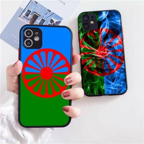 Gypsy Romani Roma Flag Phone Case Black Transparent Matte For IPhone 7 8 11 12 S Mini Pro X XS XR MAX Plus Cover Shell