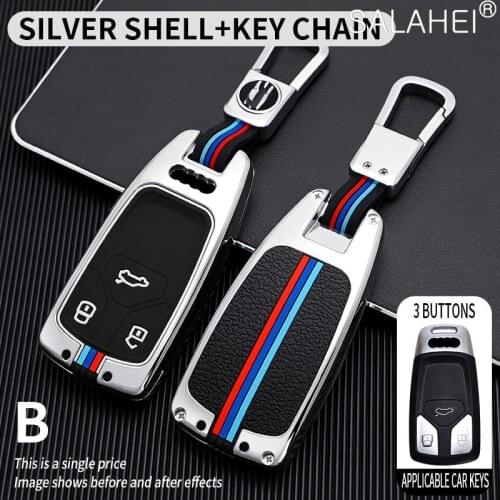 Zinc Alloy + Silica Gel Car Key Cover Case Fob Shell For Audi A4 B9 Q5 Q7 TT TTS 8S 2016 2017 Car Smart Remote Car Protection