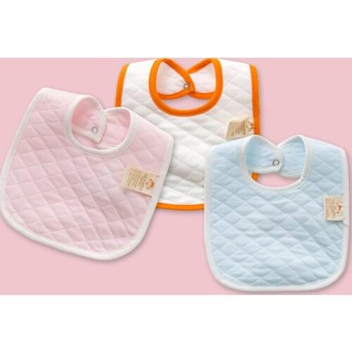 Children Cotton Saliva Home Accessorries Apron Feeding Bibs Plaid Striped Patchwork Baby Thickened Double Layer Soft Towel