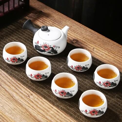 Chinese Travel Kung Fu Ceramic Tea Set 1 Teapot 6 Teacups 220ml Teapot Tea Ceremony Portable exquisite Customized Teaware Gift
