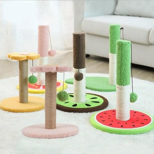 Cats Scratcher Scratching Pole Tree Fun Sisal Post Scratch Tower Pulls Ball Jump Play Toy Pet Kitten Climbing Frame for Cats