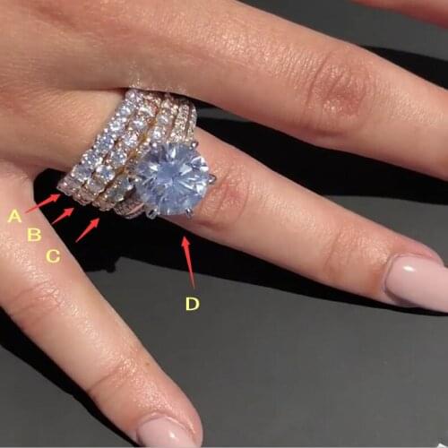 Classic 925 Sterling Silver 3CT Diamond rings finger set Wedding Engagement rings for Women Three styles Band Ring fine Jewelry