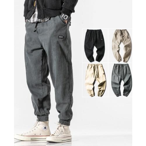 Mens overalls fashion brand versatile drawstring Harun corset sports autumn winter casual pants autumn Korean Trend