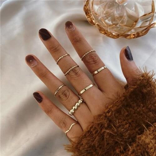 Fashion Minimalism Round Rings Set 2021 Boho Classic Geometric Twist Open Ring Joint Rings for Women Female Jewelry