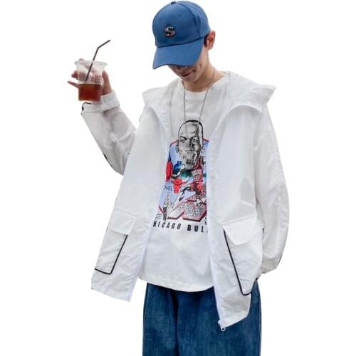 2021 New Streetwear Mens Jackets Fashio Hooded Coats Casual Zipper Male Windbreaker Men Thin Spring Summer Clothing