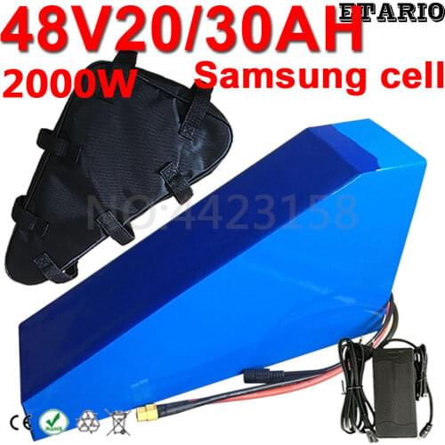 48V 1500W 2000W E-Bike Battery 48V 15Ah 18Ah 20Ah 25Ah 30Ah 35Ah Triangle Electric Bicycle Lithium Battery Pack Use Samsung Cell