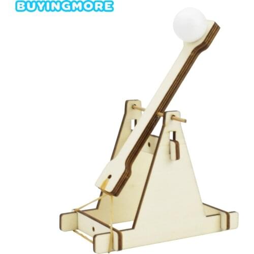 Wooden Catapult Model Kit DIY Trebuchet Educational Science Assembly Building Blocks Toys for Children Physics Experiment Games