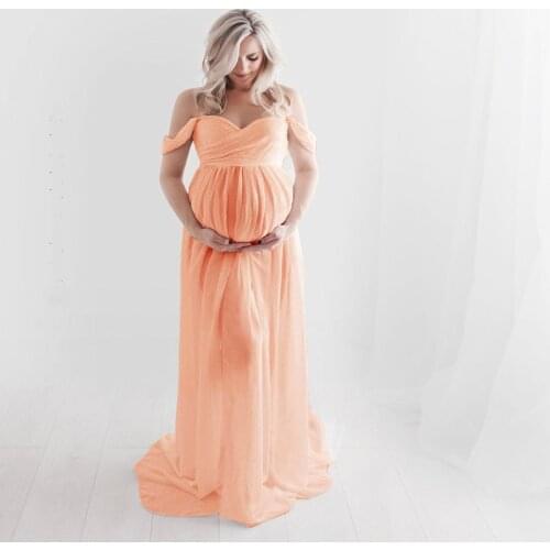 Fashion Maternity Dresses for Photo Shoot Maternity Mesh Pure Color Deep V Neck Dress Pregnancy Clothes Plus Size Dress