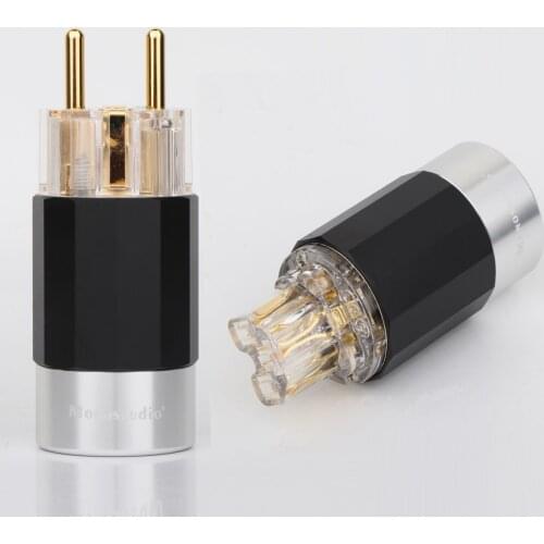 Monosaudio E109G/F109G 99.998% Hi-end Pure Copper Rhodium Plated EU Power Plug Hifi Schuko Version Power Cable Connector Jack
