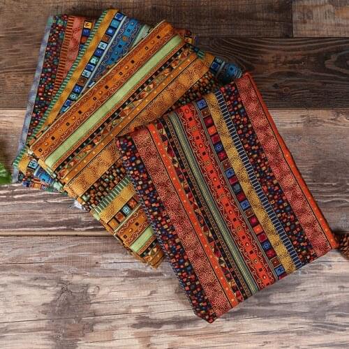 Mylb African Style Cotton Linen vintage fabric DIY Handmade Textile Sewing Patchwork For Bags Dress Clothes 145*100 CM