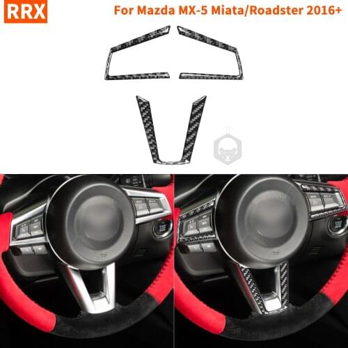 For Mazda MX-5 Miata Roadster Steering Wheel Button Switch Cover Sticker 2016+ MX5 ND Carbon Fiber Interior Trim Car Accessories