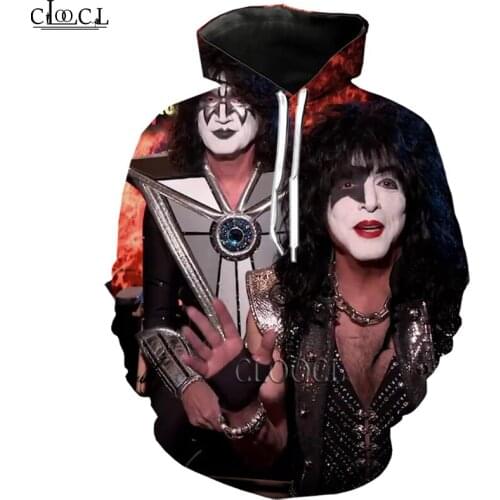 HX Newest Rock Singer KISS Band 3D Print Hoodie Mens Women Tracksuit Autumn Long-Sleeved Fashion Hoodie Tops Drop Shipping