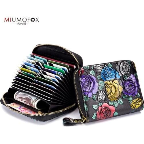 Passport Cover Flower Embossed Women ID Card Holder Business Card Wallet Female Bank Credit Card Holder Coin Pocket Purse W185