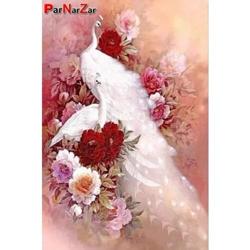 ParNarZar 5D DIY Diamond Painting Kits - Peacock And Flower- Mosaic Embroidery Art for Home Wall Decorations