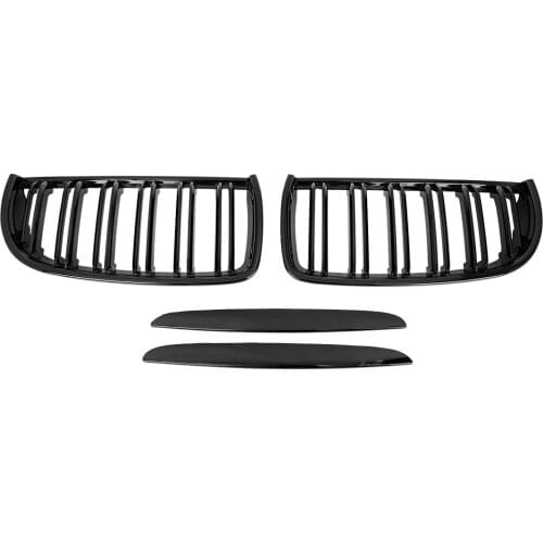 X Autohaux Glossy Black Front Kidney Grille Grill For E90 2005-2011 4 Door Double Line