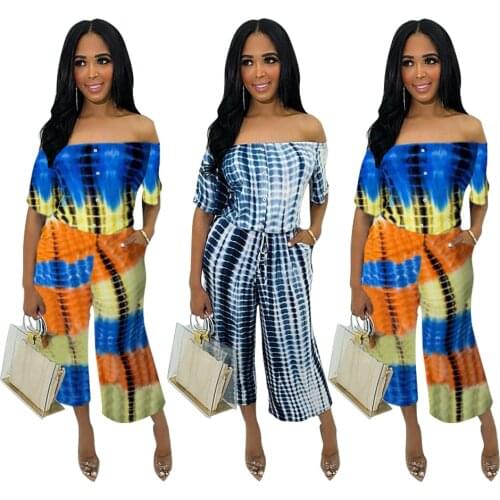 Sexy spring and summer two-piece womens fashion and individuality loose, beautiful womens dress, tie-dye printing, sports suit