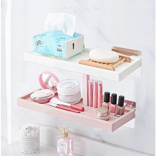 Punch-free Bathroom Shelf Shampoo Wall Mounted Storage Organizer Rack Shower Tray Holder Kitchen Bathroom Accessories Set
