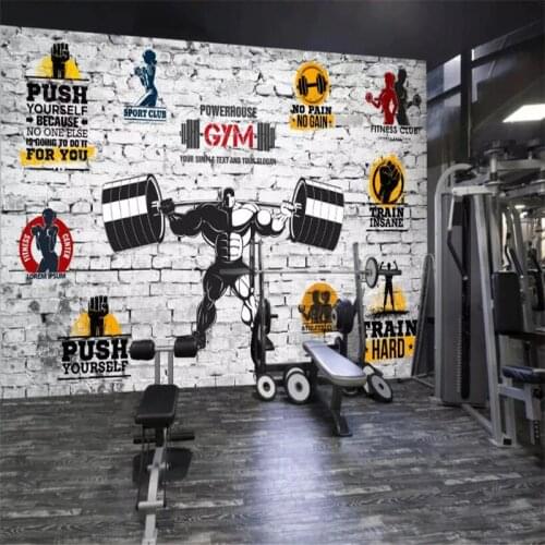Custom Mural Wallpaper Gym Yoga Brick Wall Style Background Wall Painting
