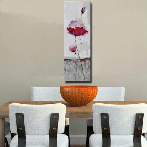 Popular design red flower art painting heavt texture palette knife abstract wall decor flower oil painting on canvas