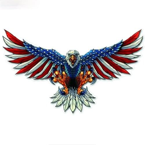 Lifelike Cartoon American Flag Bald Eagle Car Sticker PVC Coloful Decals Motorcycle Accessories Sticker Waterproof Decal