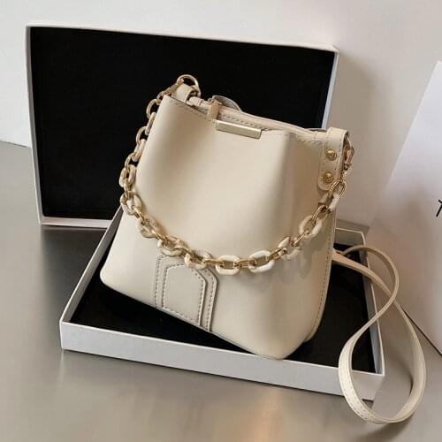 Buckets bag for women shoulder bags luxury designer Acrylic chain ladies purses and handbag pu leather crossbody messenger bag