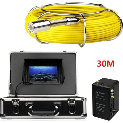 30M Sewer Waterproof Camera Pipe Pipeline Drain Inspection System 7"LCD DVR 1200TVL Camera with 12 LED Lights 4GB SD Card