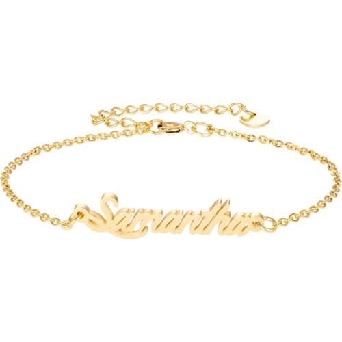 Samantha Name Bracelet Women Girl Jewelry Stainless Steel 18k Gold Plated Nameplate Pendant Femme Mother Girlfriend Best Gift