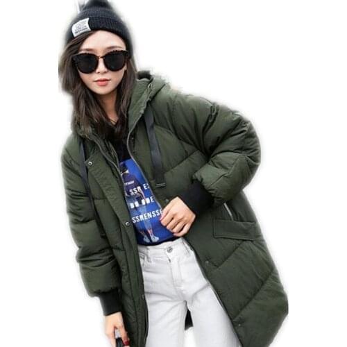 Loose Winter Women Bread Jacket Female Hooded Down Cotton Jacket Medium-Long Coats Casual Thicken Wadded Jacket 2018 ParkasQ1136