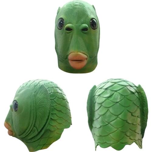 Creepy Green Fish Latex Mask Adults Party Prop Halloween scary Funny masquerade cosplay Masks For Men And Women