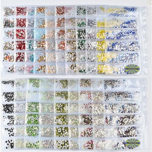 1 Bag Flat Back Glass Nails Rhinestones Mixed Sizes SS4-SS16 Nail Art Decoration Stones Shiny Gems Manicure Accessories