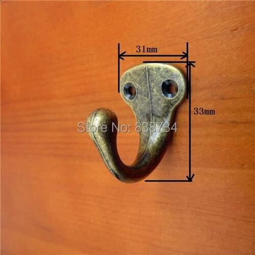 10pcs 31*33*39mm Antique Bronze Brass wall hook Hat Coat Robe Hooks ambry hanging hook