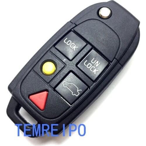 10pcs/lot Replacement Shell Folding Flip Smart Keyless Entry Remote Key Case Fob 5 Button For Vol vo S80 S60 V70 XC70 XC90