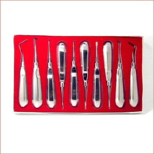 10Pcs Stainless Steel Dental Elevator Oral Tooth Loosening Root Extraction Kit