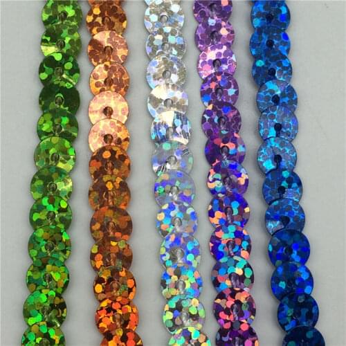 10yard/Lot 6mm Loose Round Flat Sequins Laser Giltter Paillettes Sequins for Crafts Sewing on Cloth Accessory Sequin Trim