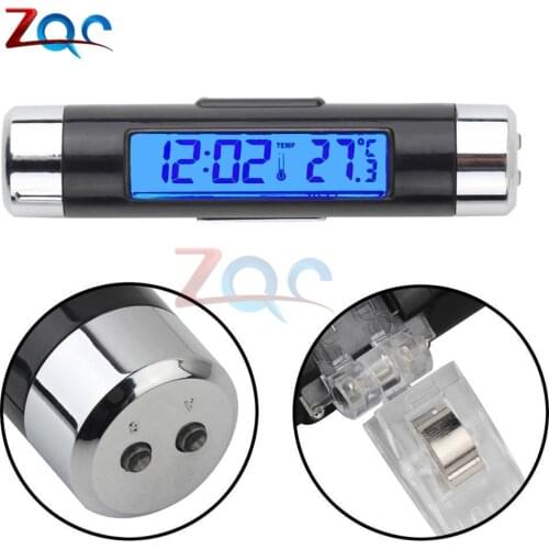 2 in 1 Digital LCD Display Screen Thermometer Car Time Clock Car Styling Blue Backlight Auto Accessories Air Vent Outlet