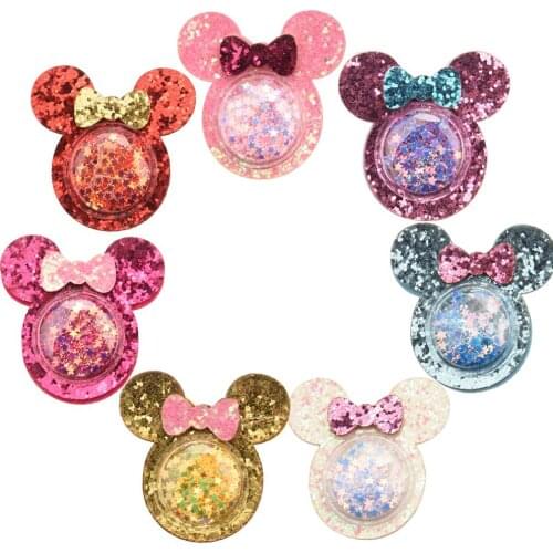 210PCS Sequin 2inch Cute Baby girls Hair Accessories Kawaii Hair bows Barrette Supplies No Hairclip for Making Fashion Headwrap