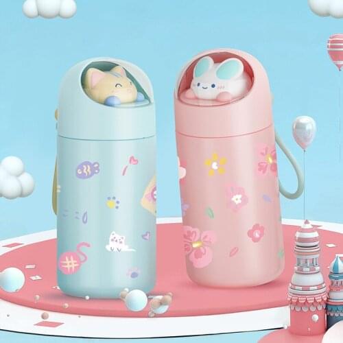 280ml Creative Simple Cute Cartoon Portable Thermos Capacity Pot 304 Stainless Steel Thermos Travel Insulated Water Cup mugs