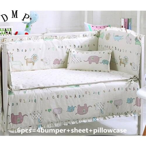 Promotion! 6PCS baby bedding sets baby crib set for boys ropa de cuna sheet ,(bumpers+sheet+pillow cover)
