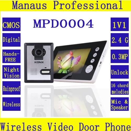 Wireless Intercom 7 Inch Interfone Video Door Phone Doorbell With Camera Dual Audio Remote Unlocking Camera Night Vision D0004