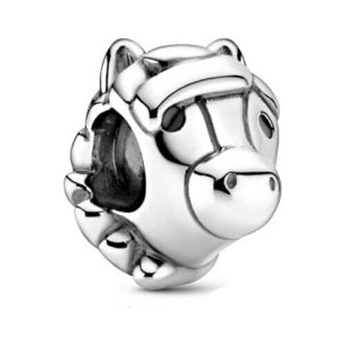 925 Sterling Silver Beads 2020 Autumn New Plain Silver Alpaca Head Charm Fit Original Pan Bracelets Women DIY Fashion Jewelry