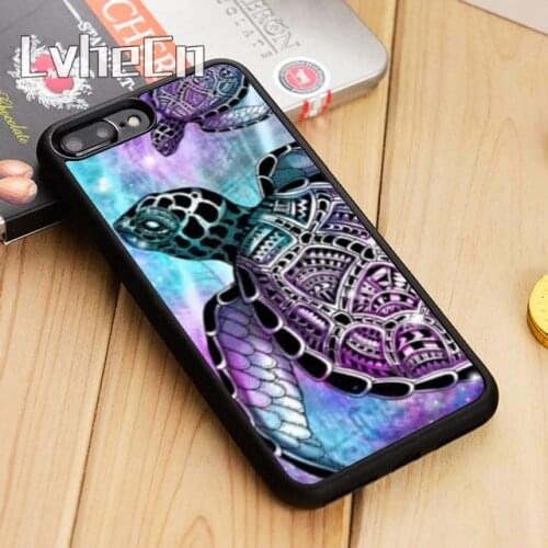 LvheCn Sea turtle shell colourful tie dye Phone Case Cover For iPhone 5 6s 7 8 plus 11 12 Pro X XR XS max Samsung S7 edge S9 S10